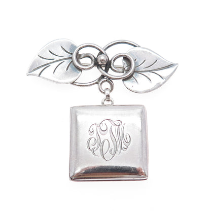 R. BLACKINTON GEORG JENSEN 925 Sterling Silver Antique Floral Locket Brooch #113