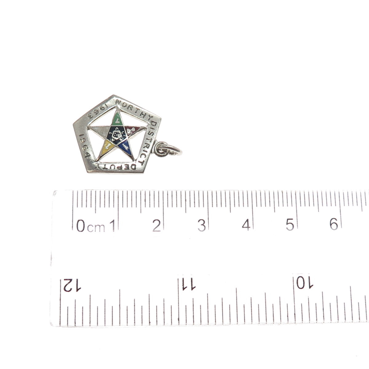 925 Sterling Silver Vintage 1963-64 Enamel Masonic Eastern Star Charm Pendant