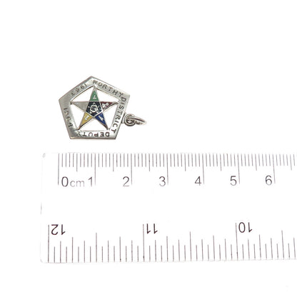 925 Sterling Silver Vintage 1963-64 Enamel Masonic Eastern Star Charm Pendant
