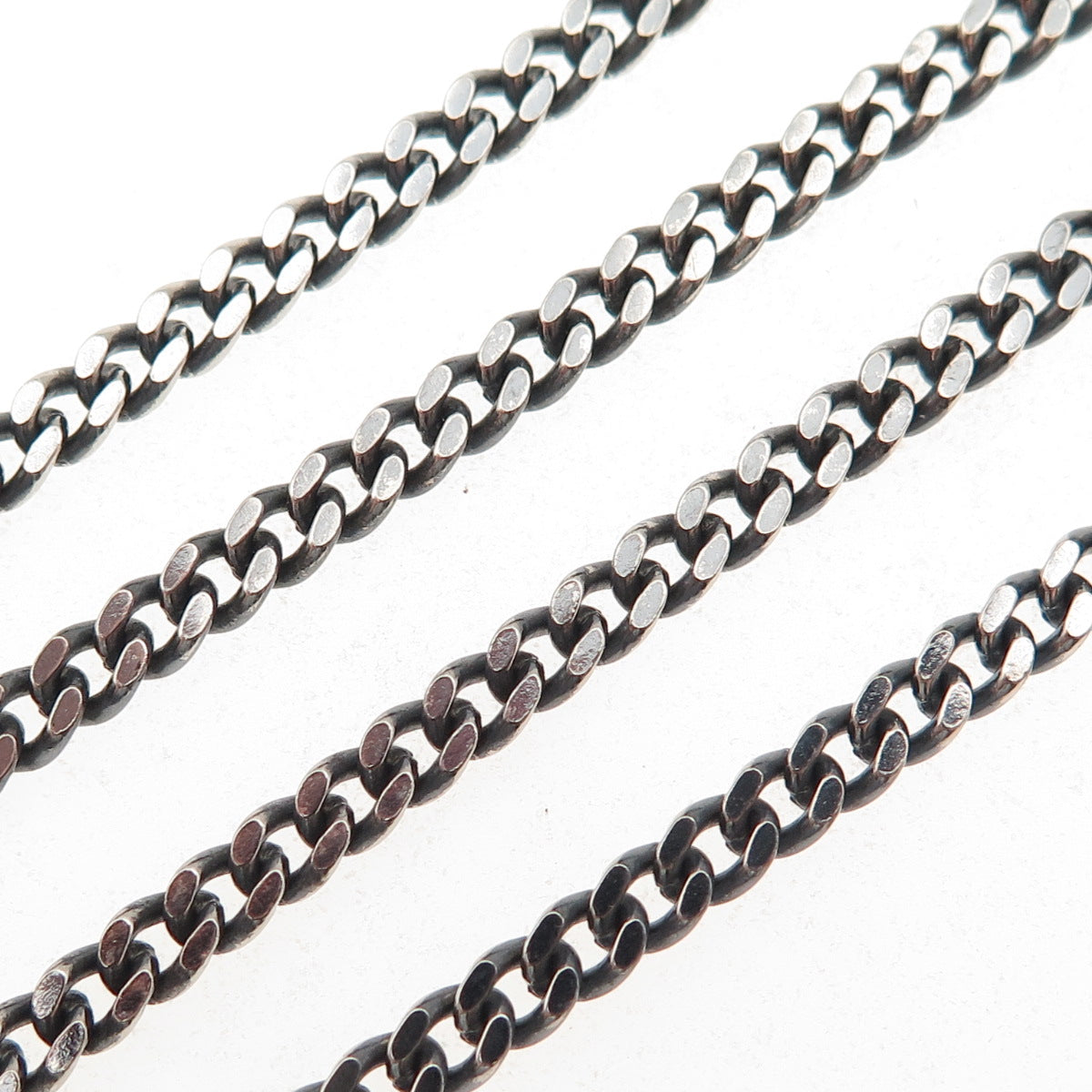 925 Sterling Silver Vintage Italy Oxidized Curb Chain Necklace 16"