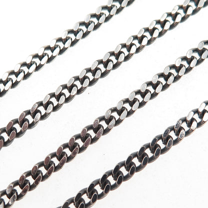 925 Sterling Silver Vintage Italy Oxidized Curb Chain Necklace 16"