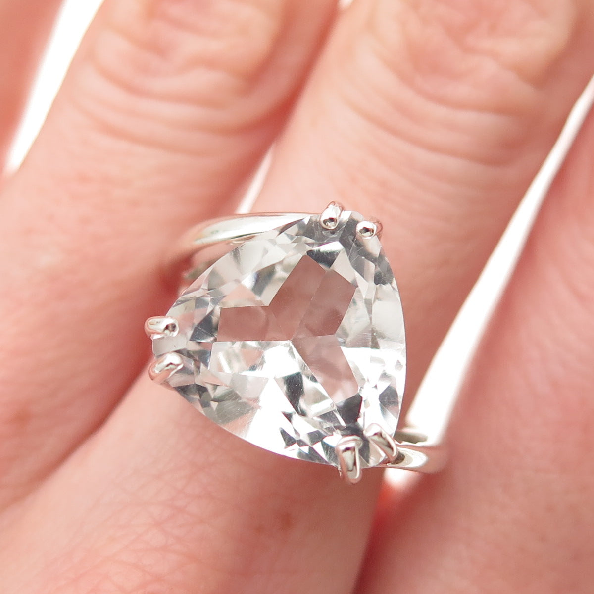 CHATEAU D'ARGENT 925 Sterling Silver Vintage Real White Topaz Ring Size 7.75