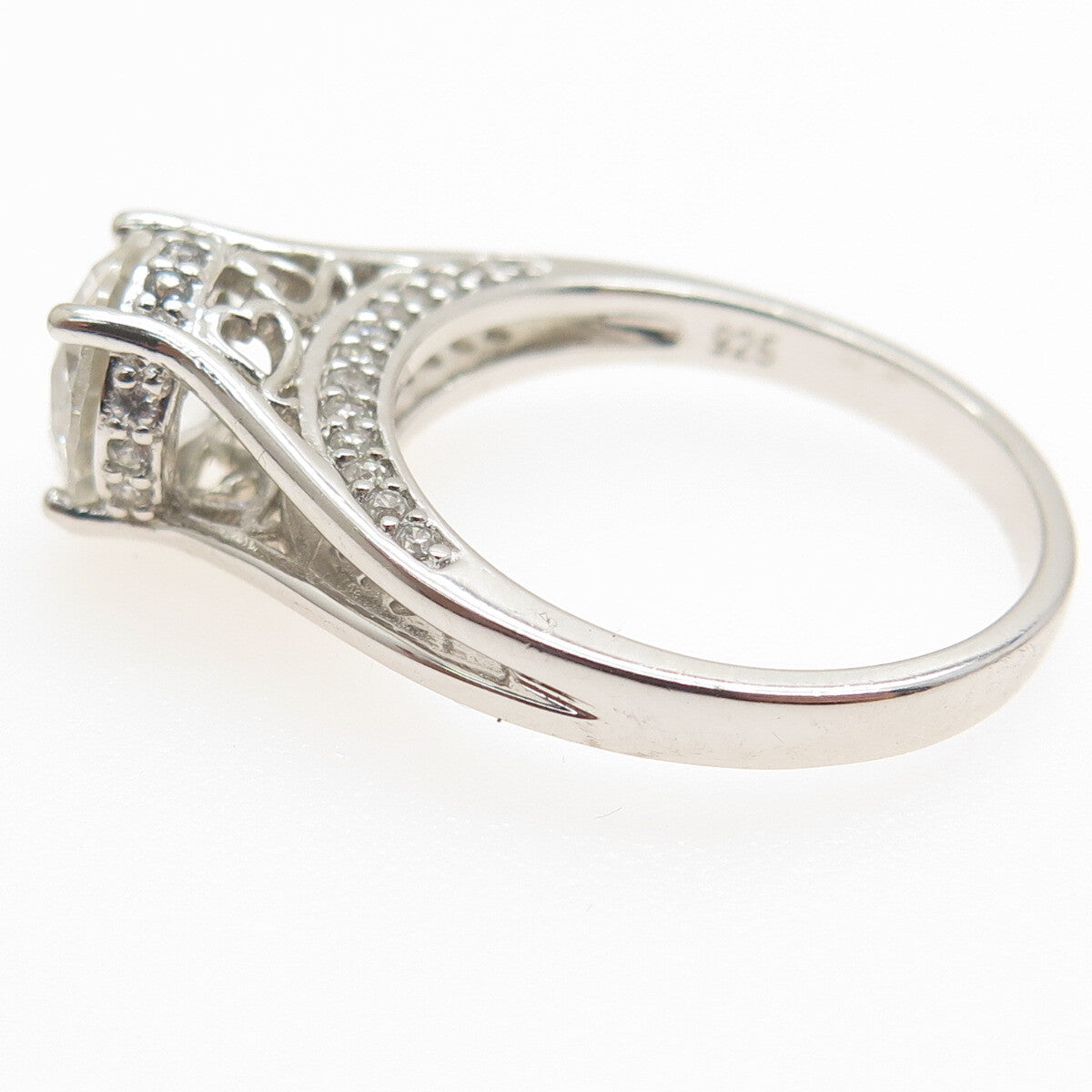 BGE BRADFORD 925 Sterling Silver Round-Cut C Z Engagement Ring Size 8