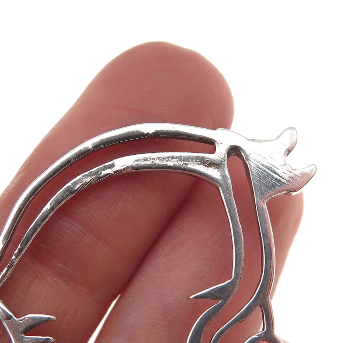 925 Sterling Silver Vintage Angel Playing Trumpet Pin Brooch