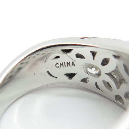 925 Sterling Silver Graduated Round-Cut C Z Ring Size 7.25