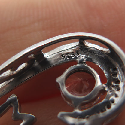 925 Sterling Silver Real Round-Cut Diamond & White Topaz Mom Heart Slide Pendant