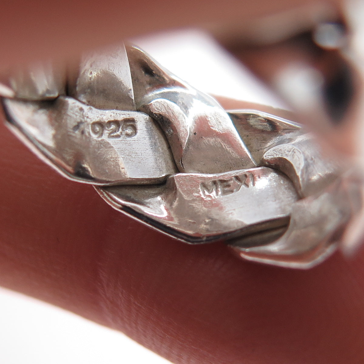 925 Sterling Silver Vintage Mexico Modernist Woven Band Ring Size 6