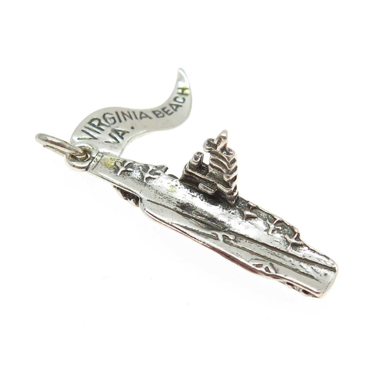 PACIFIC JEWELRY 925 Sterling Silver Vintage Virginia Beach Military Boat Pendant