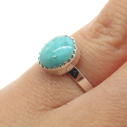 Old Pawn 925 Sterling Silver Vintage Southwestern Turquoise Tribal Ring Size 5.5