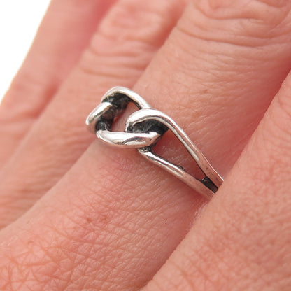 925 Sterling Silver Vintage Interlocked Link Oxidized Ring Size 6.75