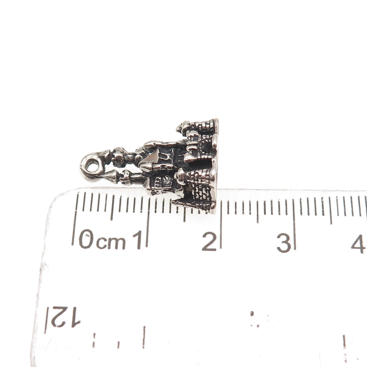 Walt Disney 925 Sterling Silver Vintage Cinderella Castle 3D Mini Charm Pendant