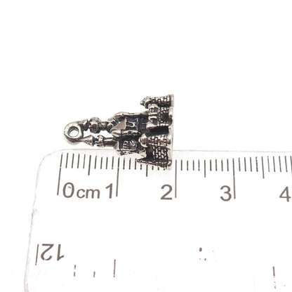 Walt Disney 925 Sterling Silver Vintage Cinderella Castle 3D Mini Charm Pendant