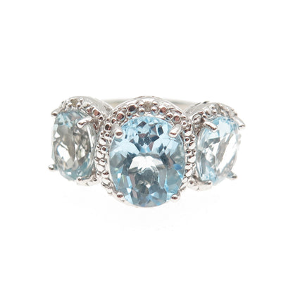 Chuck Clemency 925 Sterling Silver Real Diamond & Blue Topaz Ring Size 7.25