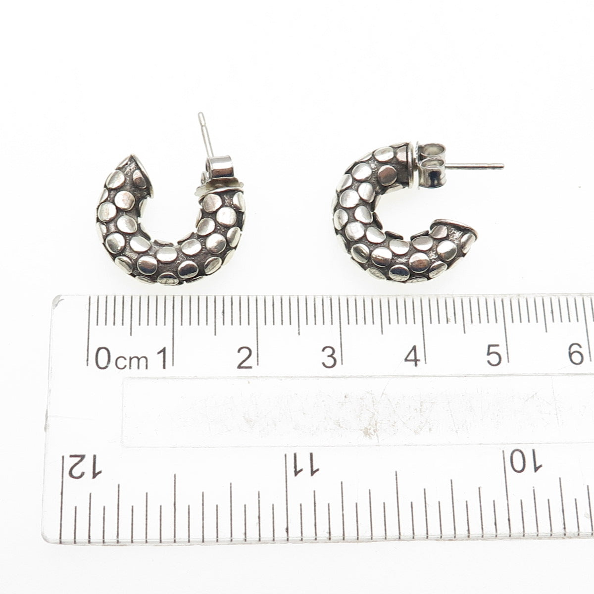 JOHN HARDY 925 Sterling Silver Vintage Dotted Hoop Earrings