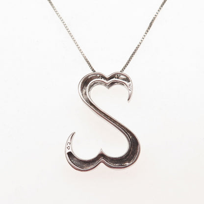 925 Sterling Silver Open Heart Box Chain Necklace 18"