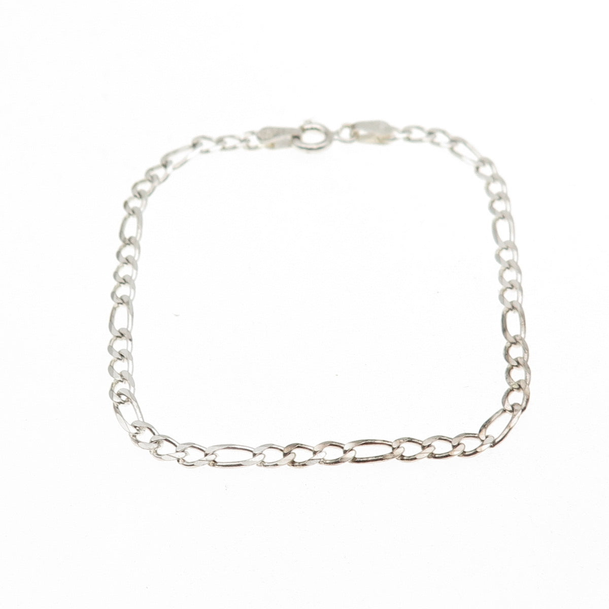 925 Sterling Silver Vintage Italy Figaro Link Bracelet 7"