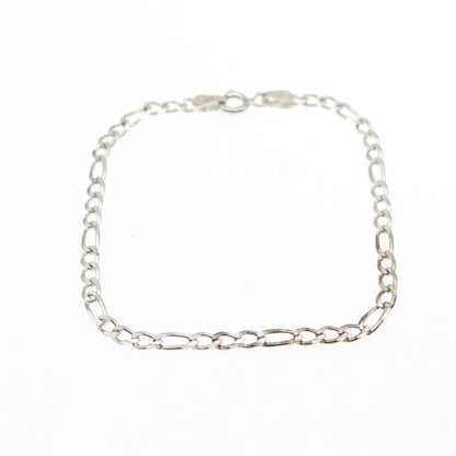 925 Sterling Silver Vintage Italy Figaro Link Bracelet 7"