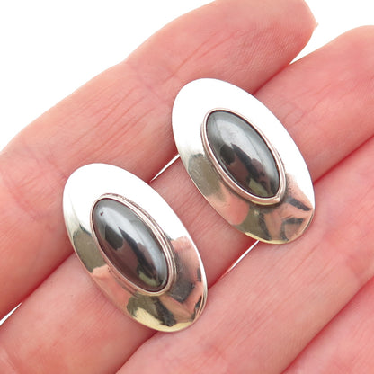 Nancy Haloo Old Pawn 925 Sterling Silver Vintage Southwestern Hematite Earrings