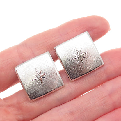 JML Diplomat 925 Sterling Silver Vintage Rhinestone Starburst Cufflinks