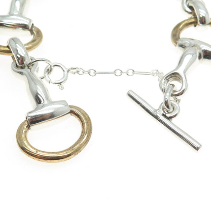 925 Sterling Silver 2-Tone Vintage Mexico Snaffle Bit Bracelet 6"