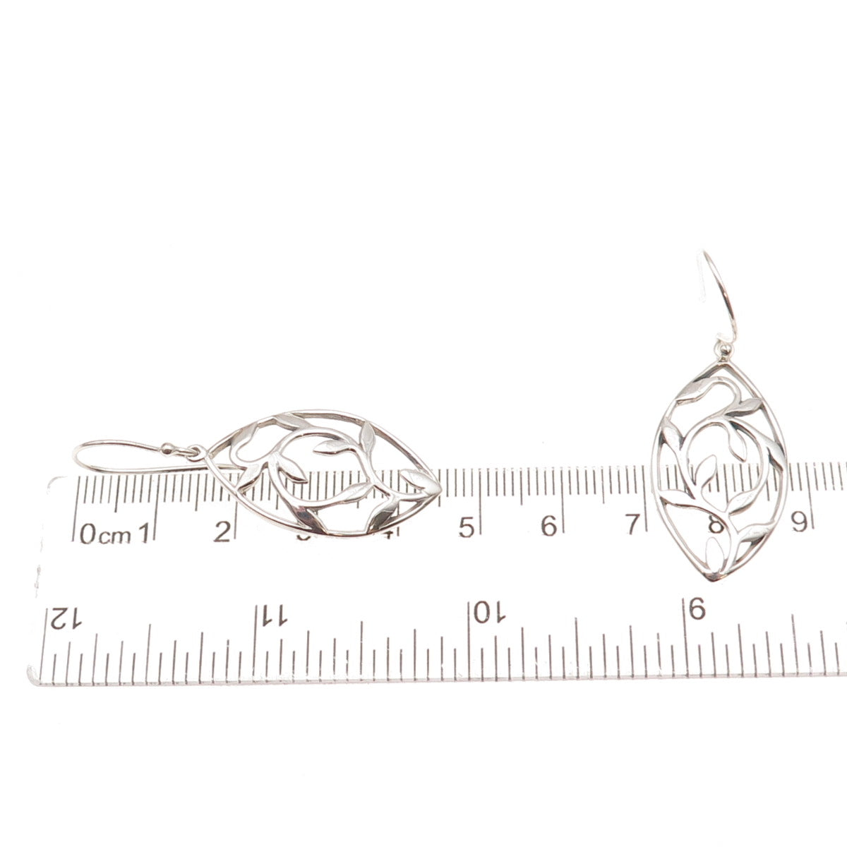 925 Sterling Silver Vintage Floral Dangle Earrings