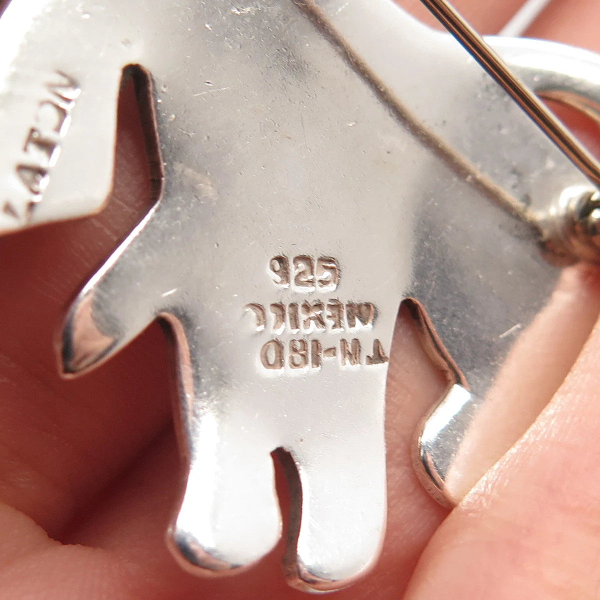 925 Sterling Silver 2-Tone Vintage Mexico Cat Pin Brooch