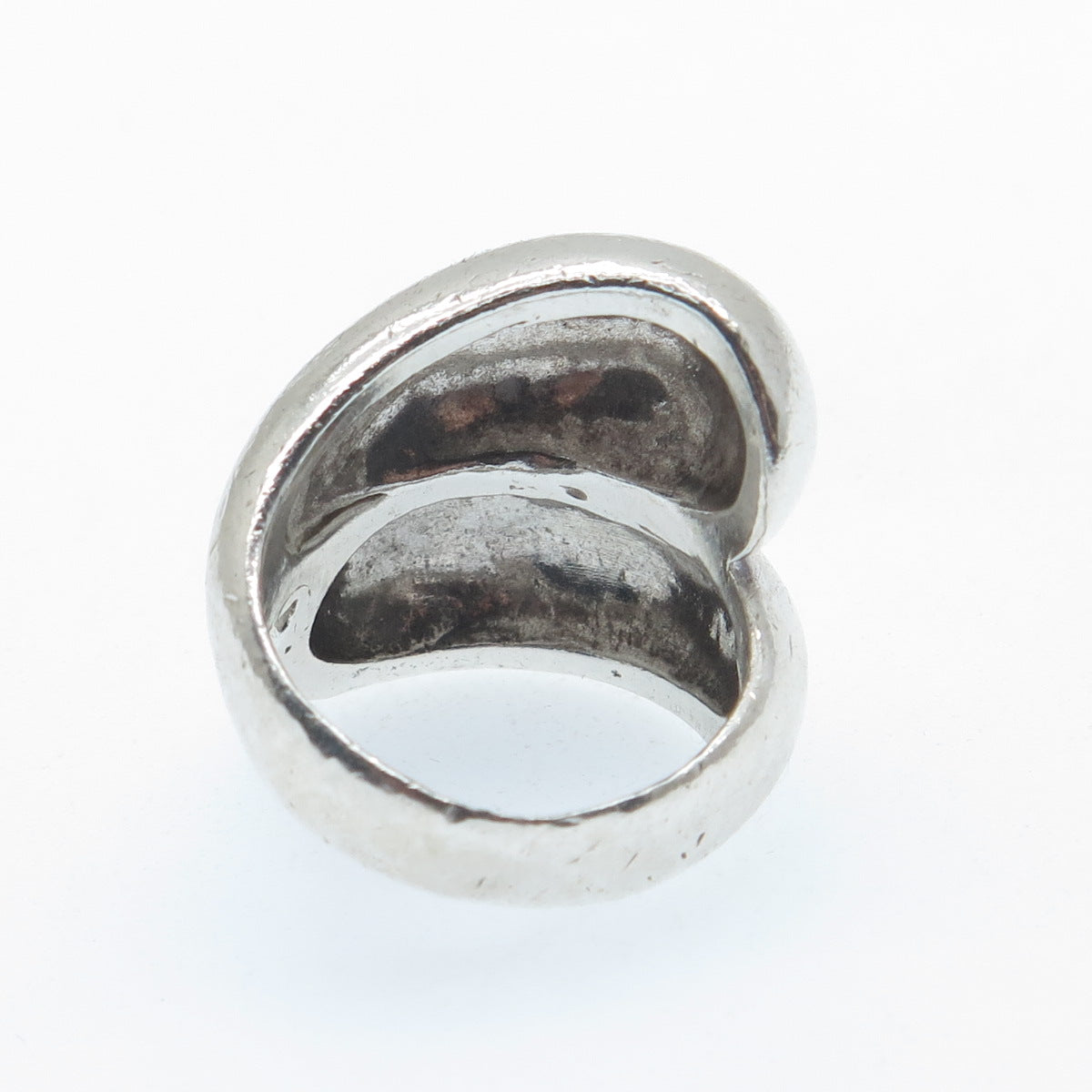 925 Sterling Silver Vintage Mexico Modernist Bypass Oxidized Ring Size 6.5