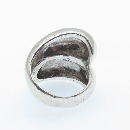 925 Sterling Silver Vintage Mexico Modernist Bypass Oxidized Ring Size 6.5