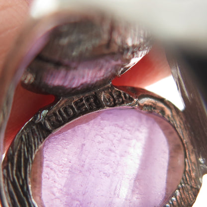 RIDER 950 Silver Vintage Real Amethyst Modernist Flower Oxidized Ring Size 8.75