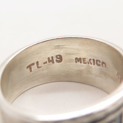 925 Sterling Silver Vintage Mexico Greek Maze Band Ring Size 7.5