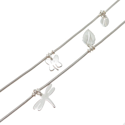 CLIO BLUE 925 Sterling Silver Vintage Multi-Charm Snake Chain Necklace 20"