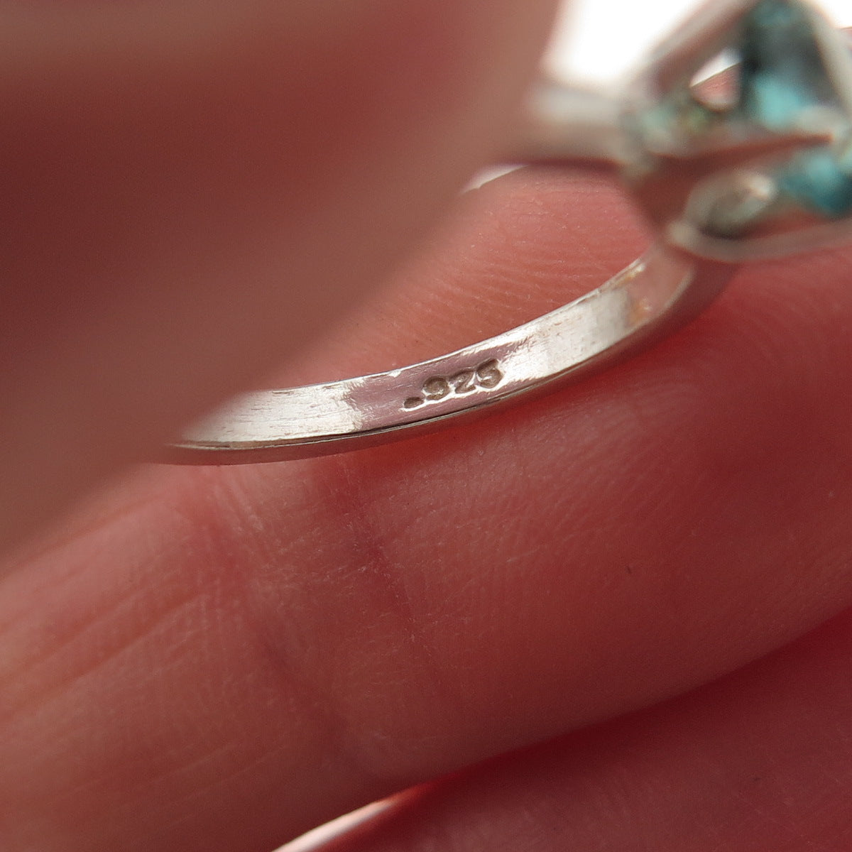 Tommy Long 925 Sterling Silver Vintage Real Oval-Cut Blue Spinel Ring Size 4.5