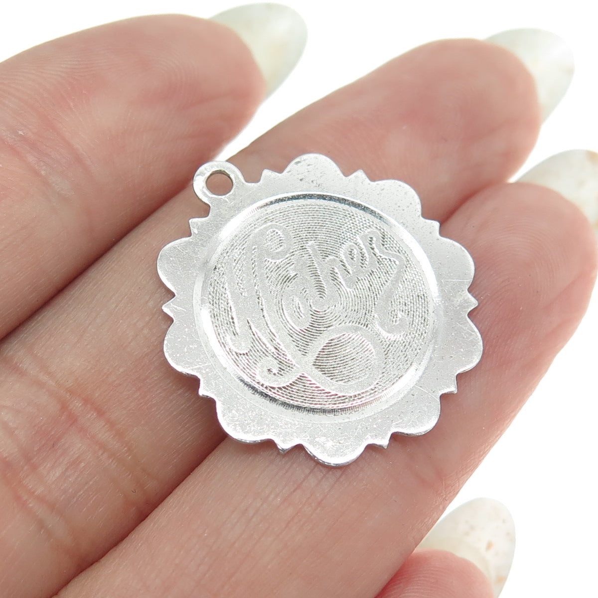 925 Sterling Silver Vintage "Mother" Textured Pendant