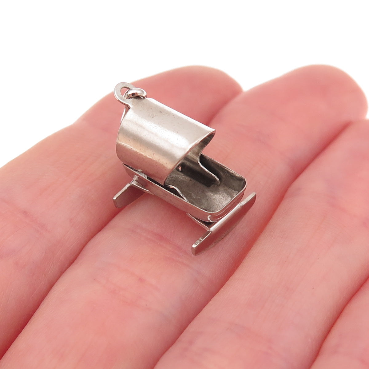 925 Sterling Silver Antique Art Deco Rocking Baby Bassinet 3D Charm Pendant