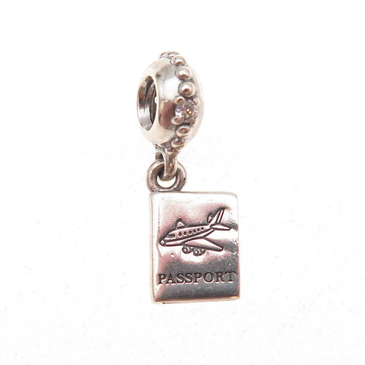 Pandora 925 Sterling Silver C Z Passport Adventure Awaits Dangle Charm