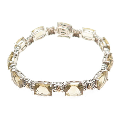 Town & Country Sterling 14K Gold Vintage Real Diamond Smoky Quartz Bracelet 7"