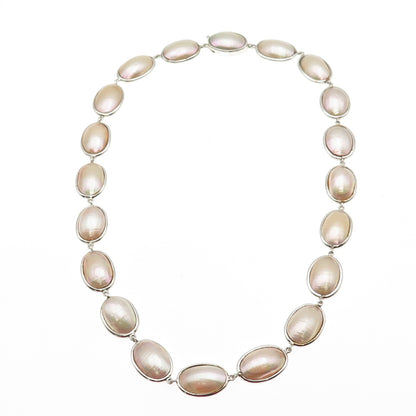 925 Sterling Silver Vintage Real Pearl Chain Necklace 18"