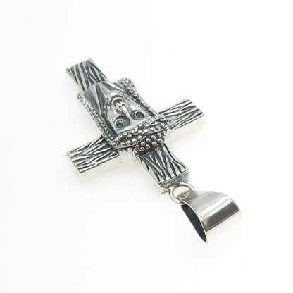 950 Silver Vintage Jesus Cross Oxidized Pendant