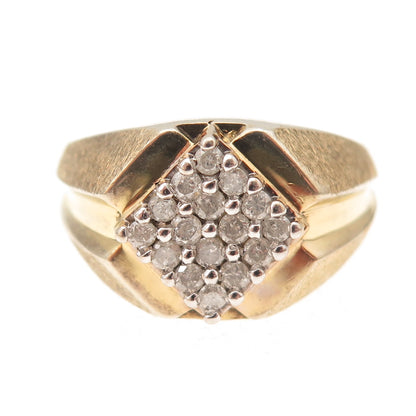 925 Sterling Silver Gold Plated Real Round-Cut Diamond Ring Size 10