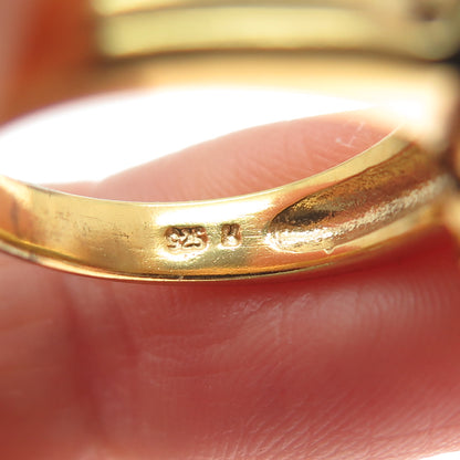 KEN CRAFTS Sterling Silver Gold Plated Real Oval-Cut Smoky Quartz Ring Size 6