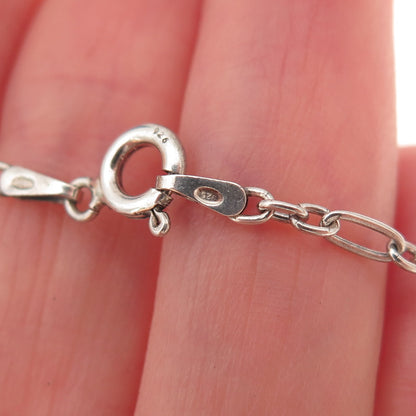 925 Sterling Silver Vintage Italy Paperclip Figaro Chain Necklace 20"
