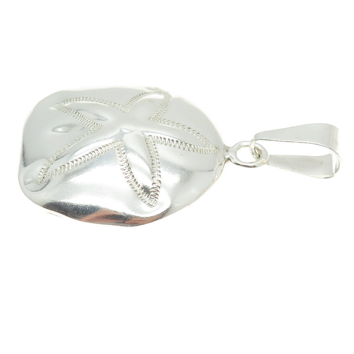ATI 925 Sterling Silver Vintage Mexico Sand Dollar Modernist Pendant
