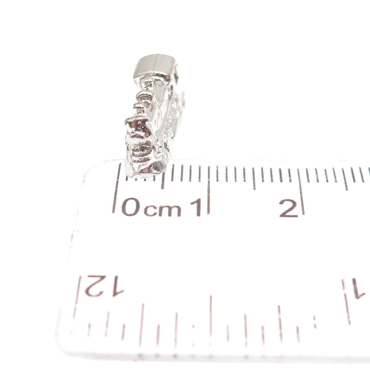 925 Sterling Silver Vintage Steam Engine Train 3D Mini Charm Pendant