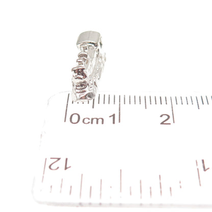 925 Sterling Silver Vintage Steam Engine Train 3D Mini Charm Pendant