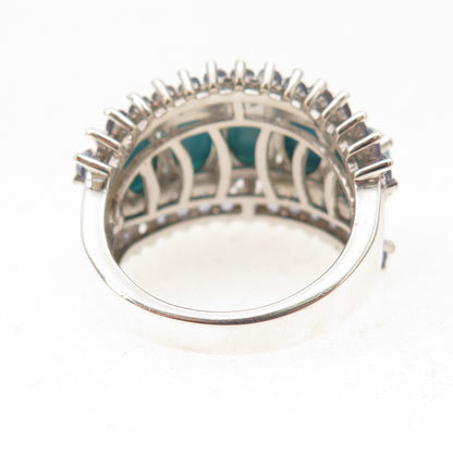 Chuck Clemency Sterling Silver 2-Tone Real Turquoise & Tanzanite Ring Size 8.25