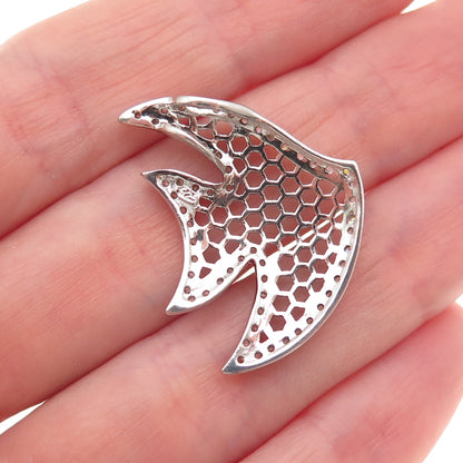 925 Sterling Silver Round-Cut C Z Angelfish Slide Charm Pendant