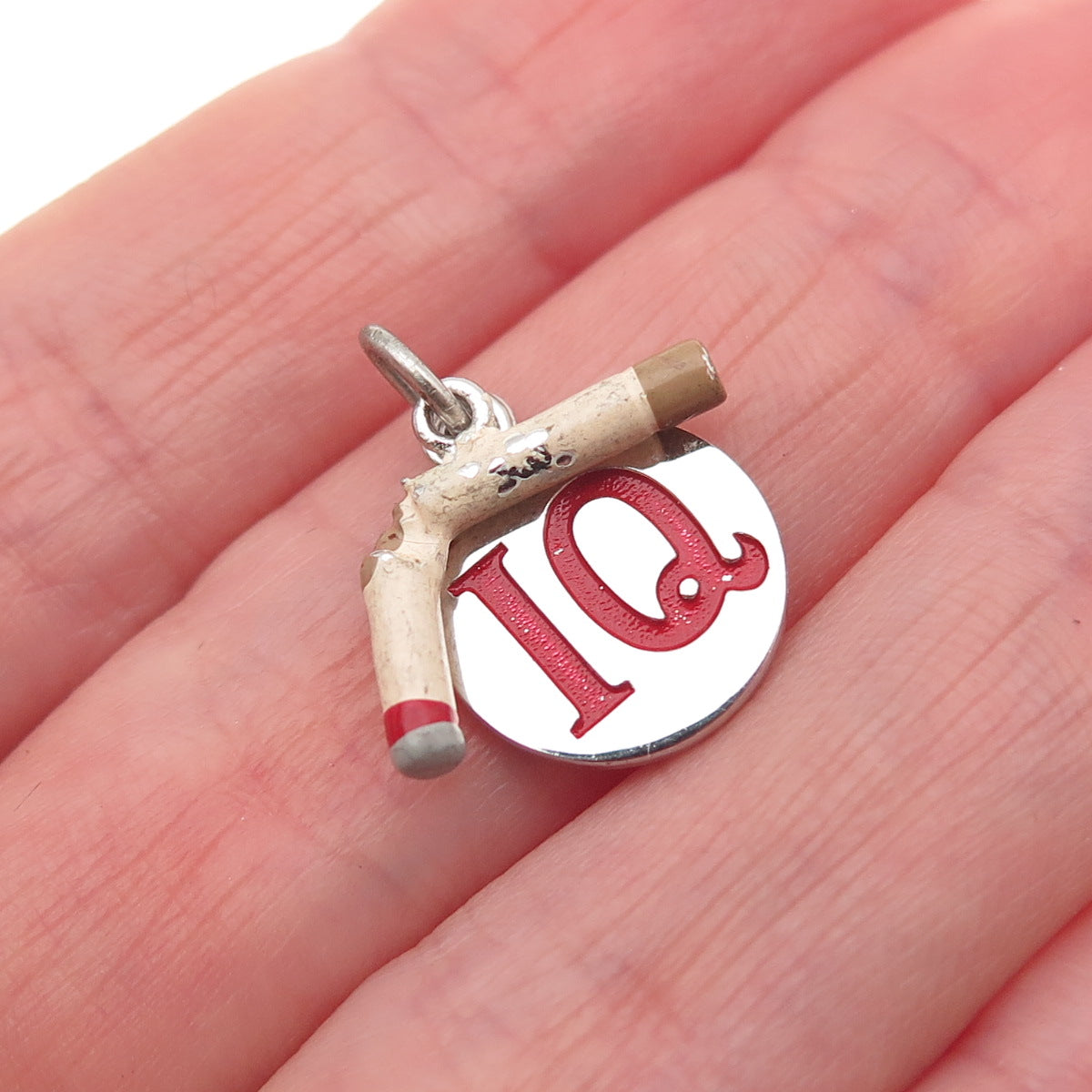 Griffith & Sons Sterling Silver Vintage Enamel I Quit Smoking Mini Charm Pendant