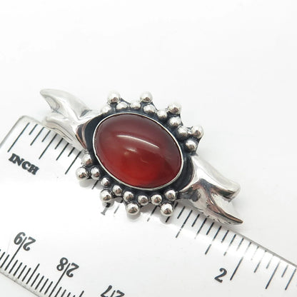 925 Sterling Silver Vintage Real Carnelian Gemstone Beaded Pin Brooch