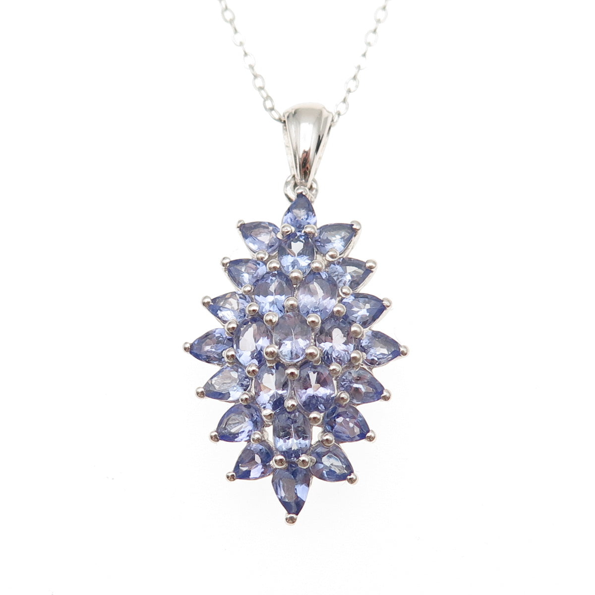 Chuck Clemency 925 Sterling Silver Real Tanzanite Cable Chain Necklace 20"