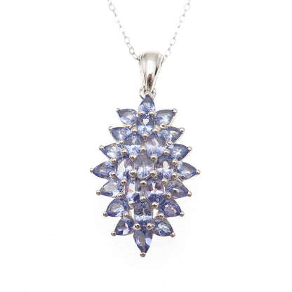Chuck Clemency 925 Sterling Silver Real Tanzanite Cable Chain Necklace 20"